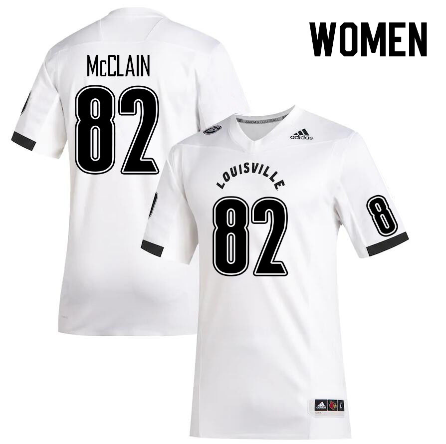 Women #82 Jahlil McClain Louisville Cardinals College Football Jerseys Stitched Sale-White - Click Image to Close
